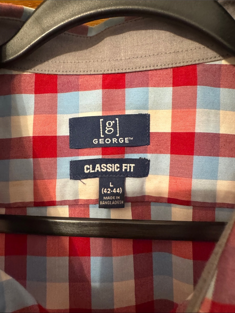 George Red and Light Blue Plaid Button-Down Shirt - Picture 4 of 4